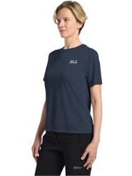 Jack Wolfskin Koszulka funkcyjna w kolorze granatowym rozmiar: XXL. Niebieskie bluzki sportowe damskie Jack Wolfskin, xxl, bez wzorów, z materiału, bez ramiączek. Za 129.95 zł.