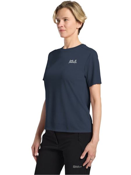 Jack Wolfskin Koszulka funkcyjna w kolorze granatowym rozmiar: L. Niebieskie bluzki sportowe damskie Jack Wolfskin, l, z materiału, bez kołnierzyka, bez ramiączek. Za 114.95 zł.