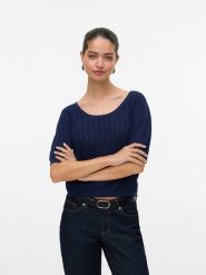 Vero Moda Koszulka w kolorze granatowym rozmiar: XL. Niebieskie bluzki damskie Vero Moda, xl, bez wzorów, ze splotem, bez kołnierzyka. Za 61.60 zł.