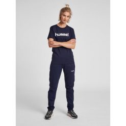 Koszulka sportowa z krótkim rękawem damska Hummel Cotton Logo. Niebieskie topy sportowe damskie HUMMEL, m, bez wzorów, bez ramiączek. Za 59.00 zł.