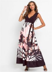 Sukienka maxi. Czarne sukienki damskie bonprix, bez wzorów, eleganckie, bez kołnierzyka, bez ramiączek, maxi. Za 209.99 zł.