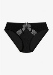 Figi ze szlachetnym haftem. Czarne figi damskie bonprix, bez wzorów. Za 32.99 zł.