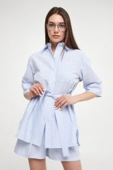 Koszula damska w paski Texas MAX MARA LEISURE. Koszule damskie Max Mara Leisure, bez wzorów, bez kołnierzyka, bez ramiączek. W wyprzedaży za 764.25 zł.