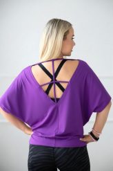 Bluzka damska luźna do tańca i fitness Salsa Violet 2skin. Fioletowe bluzki sportowe damskie 2SkIN, uniwersalny, z materiału, bez kołnierzyka, bez ramiączek. Za 129.00 zł.