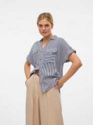 Vero Moda Bluzka w kolorze granatowym rozmiar: L. Niebieskie bluzki damskie Vero Moda, l, bez wzorów, z wiskozy, klasyczne, bez kołnierzyka, bez ramiączek. Za 74.63 zł.