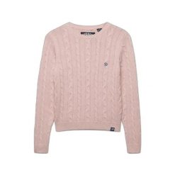 Sweter kobiecy w splot warkoczowy Superdry Essentials SD&CO. Niebieskie swetry klasyczne damskie Superdry., na zimę, l, ze splotem, bez kołnierzyka. Za 252.95 zł.