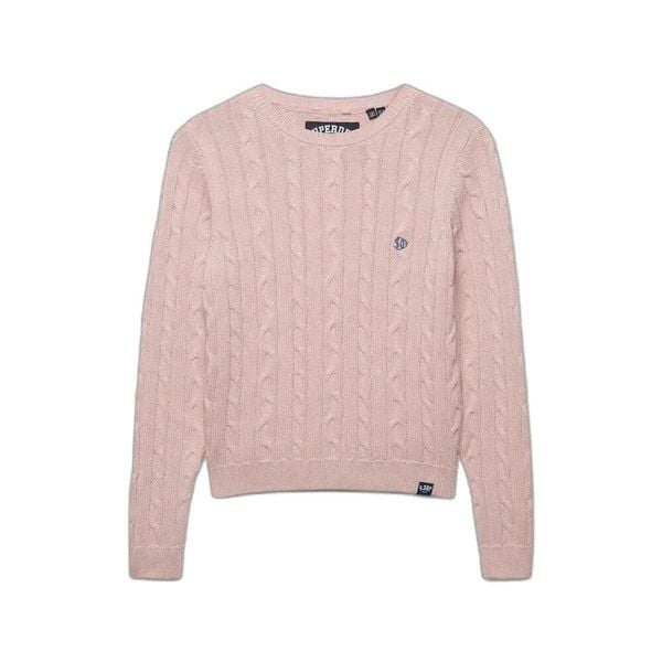 Sweter kobiecy w splot warkoczowy Superdry Essentials SD&CO. Niebieskie swetry klasyczne damskie Superdry., na zimę, l, ze splotem, bez kołnierzyka. Za 252.95 zł.