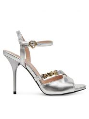 LOVE MOSCHINO Sandały JA16089G1MIF090B Srebrny. Szare sandały damskie Love Moschino, bez wzorów, ze skóry, bez obcasa, na szpilce. Za 599.99 zł.