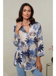 Le Monde du Lin Lniana tunika w kolorze beżowo-niebieskim rozmiar: 40/42. Brązowe tuniki damskie Le Monde du Lin, bez wzorów, ze lnu, klasyczne, bez kołnierzyka, bez ramiączek. Za 139.95 zł.