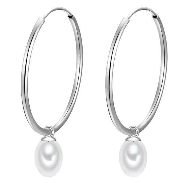 Glanzstücke München Srebrne kolczyki kreole srebro wysokiej próby Perła hodowlana słodkowodna srebrny Kolczyki koła 1 ct Damski. Szare kolczyki damskie Glanzstücke München, z perłą, srebrne. Za 279.99 zł.