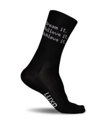 Skarpety Rowerowe z Inspirującym Tekstem "Dream It." od Luxa. Czarne skarpetki damskie LUXA, bez wzorów, z materiału. Za 116.14 zł.