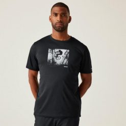 Koszulka trekkingowa męska REGATTA Fingal IX. Czarne t-shirty sportowe męskie Regatta, m, z tkaniny, bez ramiączek, do biegania. W wyprzedaży za 86.15 zł.