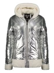 Geographical Norway Kurtka zimowa "Babylouno" w kolorze srebrnym rozmiar: L. Szare kurtki damskie Geographical Norway, na zimę, l, z aplikacjami, z puchu, bez kaptura. Za 241.56 zł.