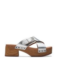Clarks Skórzane klapki "Sivanne Walk" w kolorze srebrnym rozmiar: 39. Szare klapki damskie Clarks, bez wzorów, bez obcasa. Za 237.17 zł.