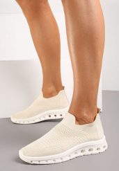 Beżowe Buty Sportowe ze Skarpetkową Cholewką do Kostki Eirona. Brązowe buty sportowe na co dzień damskie Born2be, bez wzorów. Za 54.99 zł.