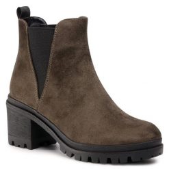 Botki Jenny Fairy. Zielone botki damskie Jenny Fairy, bez obcasa, na słupku, bez zapięcia. Za 62.99 zł.