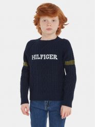 Tommy Hilfiger Sweter Monotype KB0KB08513 Granatowy Regular Fit. Niebieskie swetry chłopięce Tommy Hilfiger, bez wzorów, z bawełny, bez kołnierzyka. Za 359.99 zł.