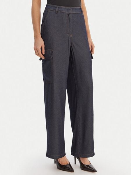 Guess Spodnie materiałowe W6RB65 WL842 Granatowy Regular Fit. Niebieskie spodnie materiałowe damskie Guess, z aplikacjami, z materiału. Za 519.99 zł.