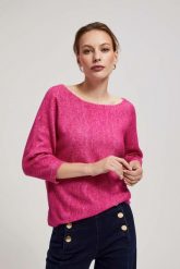 Sweter z rękawem 3/4 fuksjowy. Swetry klasyczne damskie MOODO, l, z elastanu, bez kołnierzyka. W wyprzedaży za 54.99 zł.