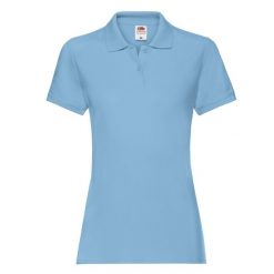 Damska Koszulka Polo Premium. Niebieskie bluzki sportowe damskie Fruit of the Loom, s, bez kołnierzyka, bez ramiączek. Za 67.99 zł.