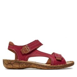 Sandały Josef Seibel. Czerwone sandały damskie Josef Seibel, bez wzorów, bez obcasa, na płaskiej podeszwie. Za 269.99 zł.