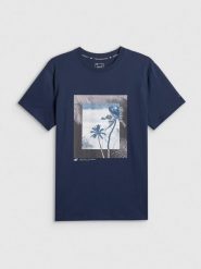 T-shirt regular z nadrukiem męski 4F 4FWSS26TTSHM3034. Niebieskie t-shirty męskie 4f, m, bez wzorów, z bawełny, bez kołnierzyka. Za 69.99 zł.