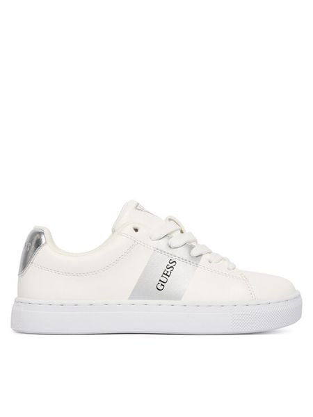Guess Sneakersy K5BZ47 WO120 Biały. Białe buty sportowe dziewczęce Guess, z aplikacjami, ze skóry, bez zapięcia. Za 149.99 zł.