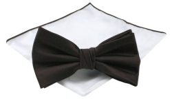 Mucha Męska z Poszetką (Zestaw) - Chattier - Czekoladowy Brąz. Brązowe krawaty i muchy męskie Chattier, bez wzorów, eleganckie. Za 59.00 zł.