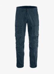 Spodnie turystyczne Fjallraven Abisko Hybrid Trail Trs Zip-off. Niebieskie szorty męskie Fjällräven, na lato, bez wzorów, z bawełny. Za 852.49 zł.