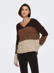 JDY Sweter "Elanora" w kolorze brązowo-beżowo-jasnobrązowym rozmiar: M. Brązowe swetry klasyczne damskie JDY, m, bez kołnierzyka. Za 109.95 zł.