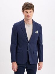 Nils Sundström Kurtka z zawartością lnu Mężczyźni Modern Fit len niebieski, 54. Niebieskie kurtki męskie Nils Sundström, m, bez wzorów, ze lnu, eleganckie, bez kaptura. Za 479.95 zł.
