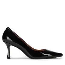 Szpilki GINO ROSSI. Czarne szpilki Gino Rossi, bez wzorów, bez obcasa. Za 299.99 zł.