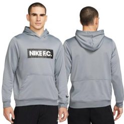 Bluza sportowa męska Nike FC Libero Dri-Fit treningowa kangurka z kapturem. Szare bluzy sportowe męskie Nike, bez wzorów, z dresówki, sportowe, bez kołnierzyka, bez ramiączek. Za 165.00 zł.
