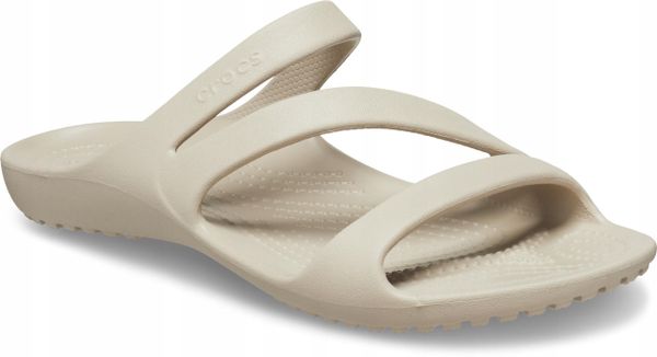 Klapki Dla Dorosłych Crocs Kadee II. Niebieskie klapki damskie Crocs, bez wzorów, z materiału, bez obcasa. Za 119.99 zł.