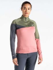 Dare 2b Koszulka funkcyjna "Ice II CoreStretch" w kolorze różowo-oliwkowo-antracytowym rozmiar: 34. Brązowe bluzki sportowe damskie Dare 2b, bez wzorów, z materiału, bez ramiączek. Za 78.10 zł.