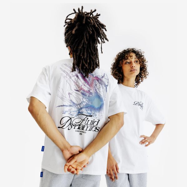 Koszulka z grafiką. Białe t-shirty damskie Decathlon, xl, bez wzorów, z bawełny, bez kołnierzyka. Za 89.99 zł.