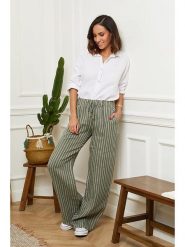 Le Monde du Lin Lniane spodnie w kolorze oliwkowym rozmiar: 38/40. Brązowe spodnie materiałowe damskie Le Monde du Lin, bez wzorów, ze lnu, klasyczne, z podwyższonym stanem. Za 121.99 zł.