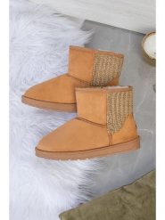 ISLAND BOOT Botki zimowe "Tenny" w kolorze jasnobrązowym rozmiar: 36. Brązowe botki damskie Island Boot, na zimę, z materiału, bez obcasa, bez zapięcia. Za 113.63 zł.
