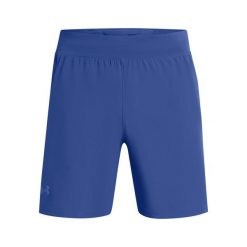 Spodenki do biegania męskie Under Armour Launch Pro 7". Niebieskie szorty męskie Under Armour, bez kołnierzyka. W wyprzedaży za 195.50 zł.