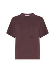 MOSS COPENHAGEN Koszulka "Harissa Ima" w kolorze fioletowym rozmiar: M/L. Różowe bluzki damskie MOSS COPENHAGEN, l, bez wzorów, z wiskozy, klasyczne, bez kołnierzyka, bez ramiączek. Za 154.07 zł.