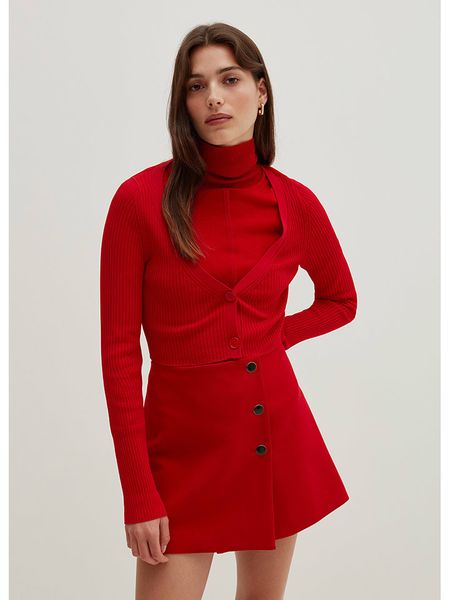 STEFANEL Kardigan w kolorze czerwonym rozmiar: S. Czerwone kardigany damskie Stefanel, s, bez wzorów, prążkowane. Za 82.64 zł.