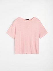 Koszulka z krótkim rękawem z wiskozą - różowy. Czerwone t-shirty damskie Sinsay, l, bez wzorów, z wiskozy, bez kołnierzyka. Za 35.99 zł.