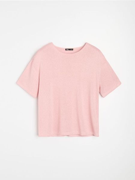 Koszulka z krótkim rękawem z wiskozą - różowy. Czerwone t-shirty damskie Sinsay, l, bez wzorów, z wiskozy, bez kołnierzyka. W wyprzedaży za 15.99 zł.