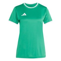 Koszulka damska adidas Entrada Jersey. Białe bluzki damskie Adidas, bez wzorów, z jersey, sportowe, bez kołnierzyka, bez ramiączek. Za 60.99 zł.