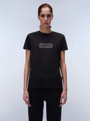 Napapijri Koszulka "Box Logo" w kolorze czarnym rozmiar: XS. Czarne t-shirty damskie Napapijri, xs, bez wzorów, z bawełny, bez kołnierzyka. Za 48.28 zł.