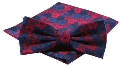 Mucha Męska z Poszetką w Zestawie - Alties - Granat w Czerwone Kwiaty. Czerwone krawaty i muchy męskie Alties, bez wzorów, eleganckie. Za 54.00 zł.