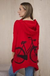 Bluza z nadrukiem roweru czerwona. Czerwone bluzy z kapturem damskie KESI, l, z bawełny. Za 218.51 zł.