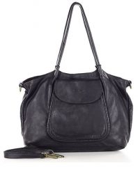 Torebka damska czarny MARCO MAZZINI v86e. Czarne shopper bag damskie MARCO MAZZINI, bez wzorów, ze skóry, na ramię, duże, bez dodatków. Za 489.25 zł.