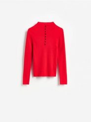 Sweter z domieszką wiskozy - czerwony. Czerwone swetry klasyczne damskie Reserved, l, z dzianiny, bez kołnierzyka. Za 109.99 zł.