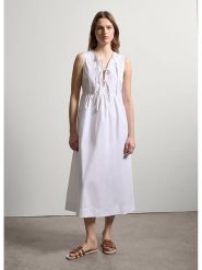 STEFANEL Sukienka w kolorze białym rozmiar: S. Białe sukienki damskie Stefanel, s, bez wzorów, z bawełny, bez kołnierzyka, bez ramiączek, midi. Za 217.99 zł.